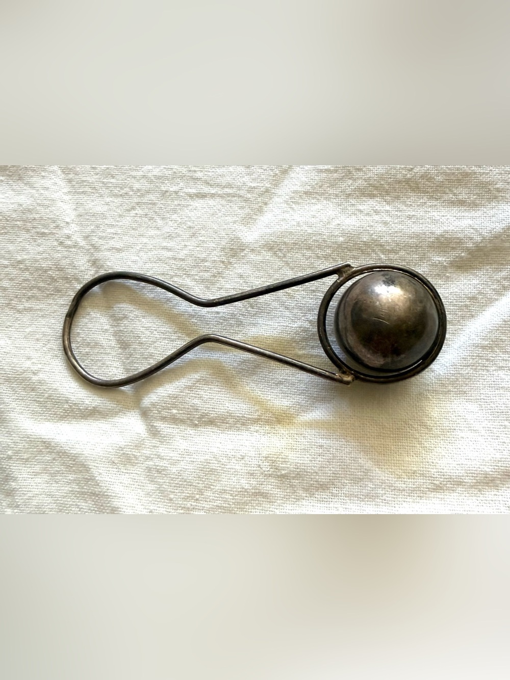 Vintage Rare 925 Baby Rattle,loop-and-ball, approx.mid-20th-century,Has Hallmark - Picture 3 of 5